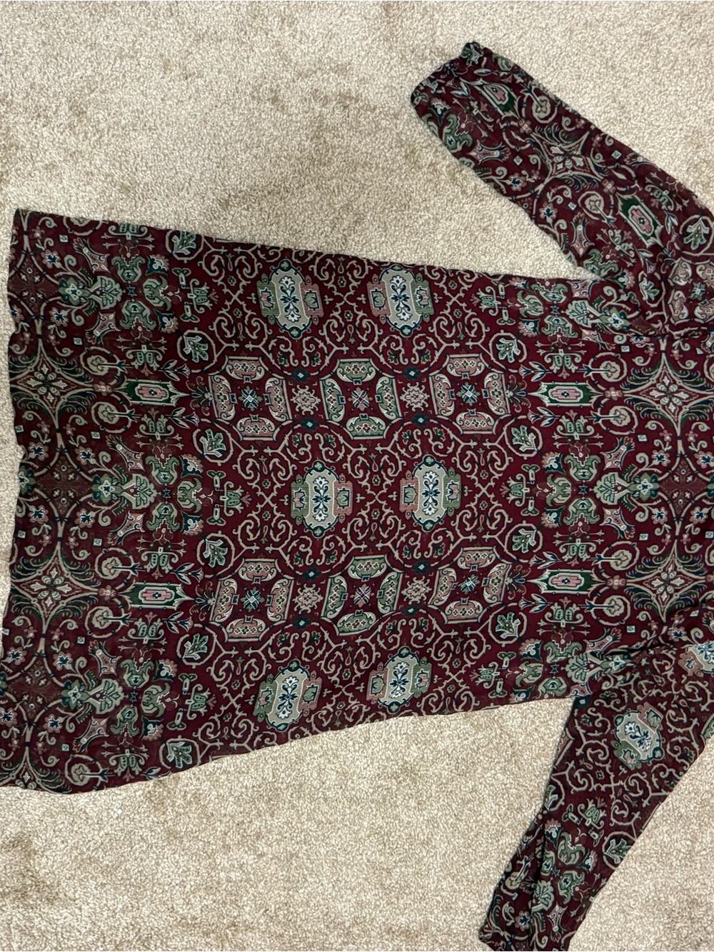 Hollister Burgundy Paisley Print Tunic